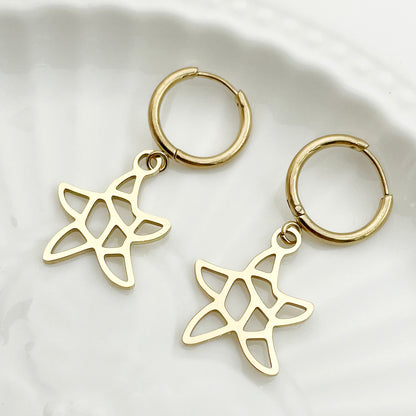 1 Pair Simple Style Animal Cross Airplane Plating Stainless Steel 14k Gold Plated Earrings