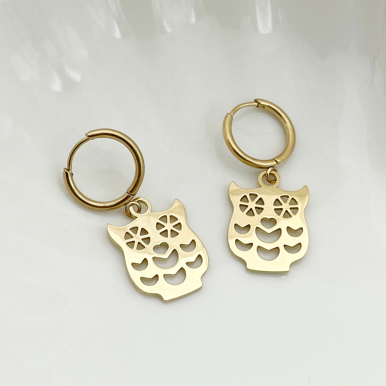 1 Pair Simple Style Animal Cross Airplane Plating Stainless Steel 14k Gold Plated Earrings