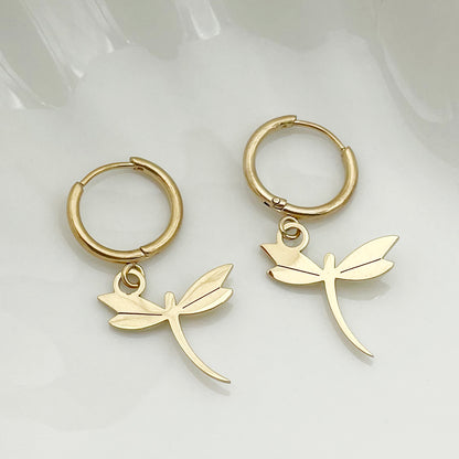 1 Pair Simple Style Animal Cross Airplane Plating Stainless Steel 14k Gold Plated Earrings