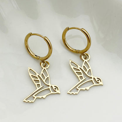 1 Pair Simple Style Animal Cross Airplane Plating Stainless Steel 14k Gold Plated Earrings