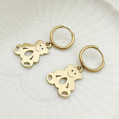 1 Pair Simple Style Animal Cross Airplane Plating Stainless Steel 14k Gold Plated Earrings