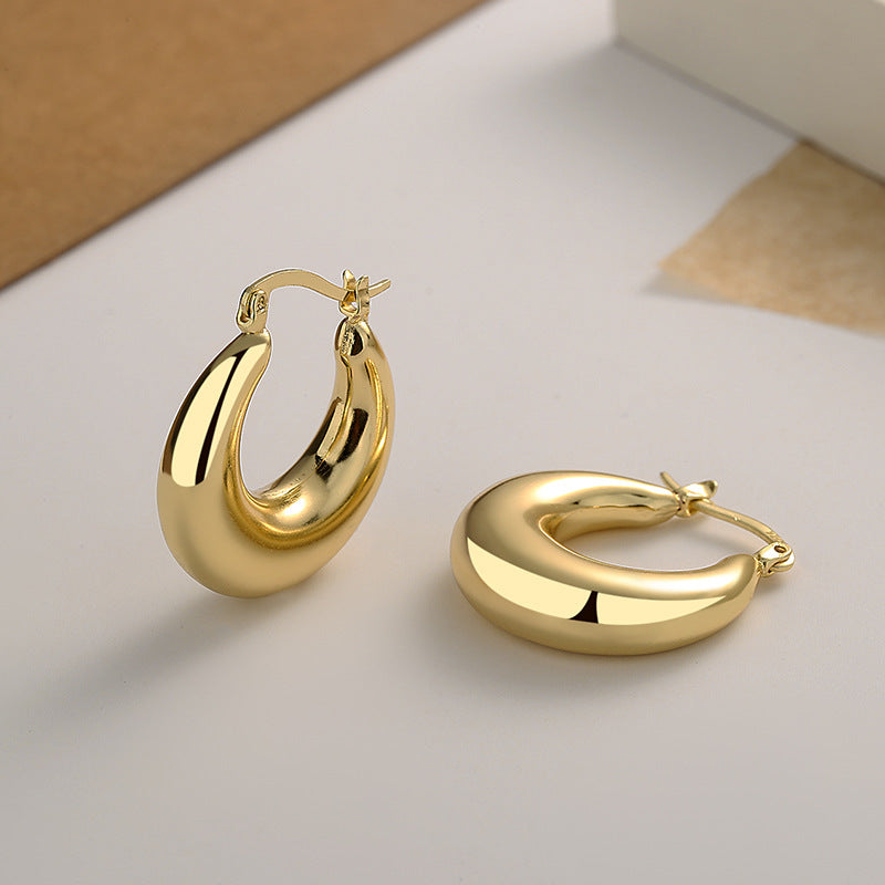 1 Pair Casual U Shape Copper Gold Plated Earrings