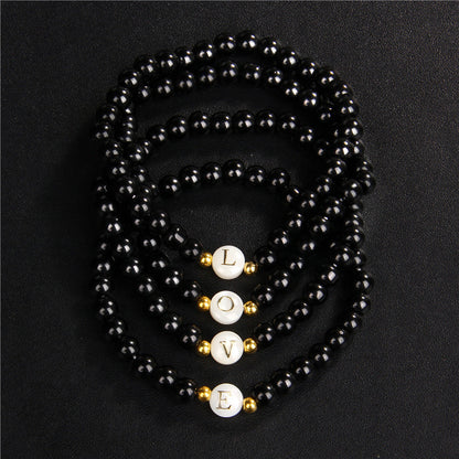 Wholesale Jewelry Simple Style Classic Style Letter Glass Glass Beaded Bracelets