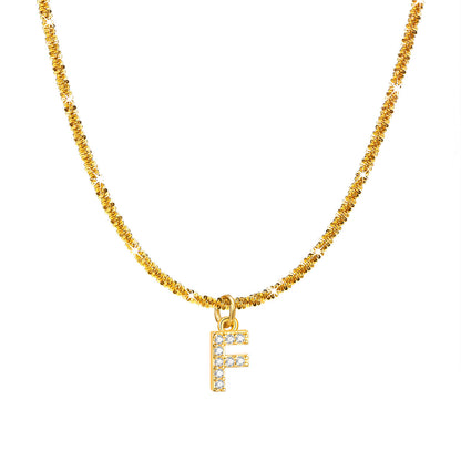 Ig Style Simple Style Letter Stainless Steel Plating Inlay Zircon 18k Gold Plated Pendant Necklace