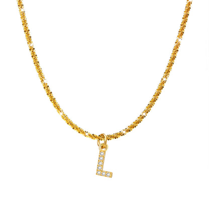 Ig Style Simple Style Letter Stainless Steel Plating Inlay Zircon 18k Gold Plated Pendant Necklace