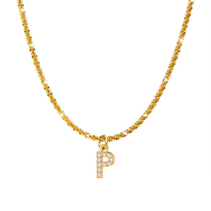 Ig Style Simple Style Letter Stainless Steel Plating Inlay Zircon 18k Gold Plated Pendant Necklace