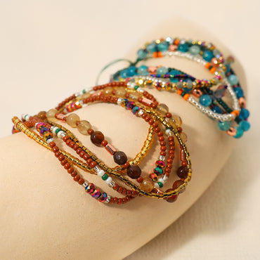 Wholesale Jewelry Ethnic Style Bohemian Multicolor Beaded Knitting Bracelets