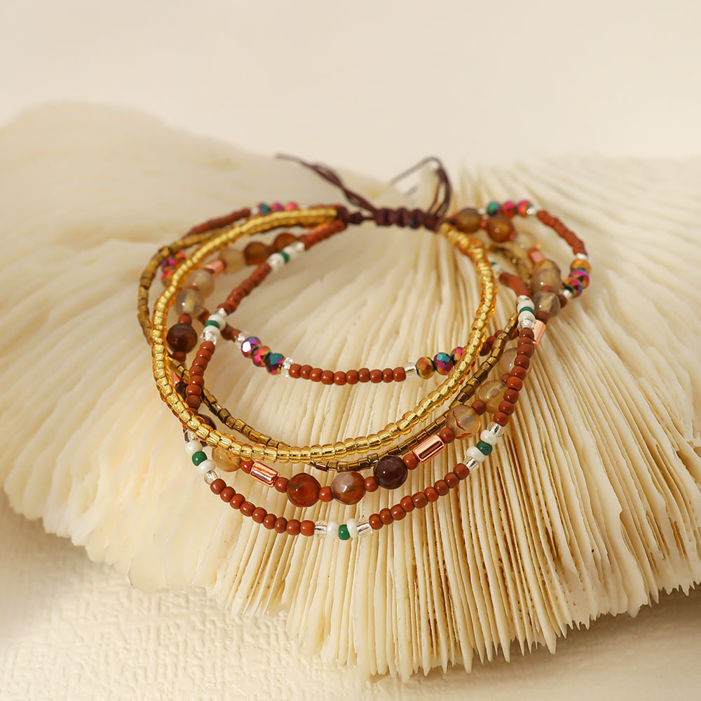 Wholesale Jewelry Ethnic Style Bohemian Multicolor Beaded Knitting Bracelets