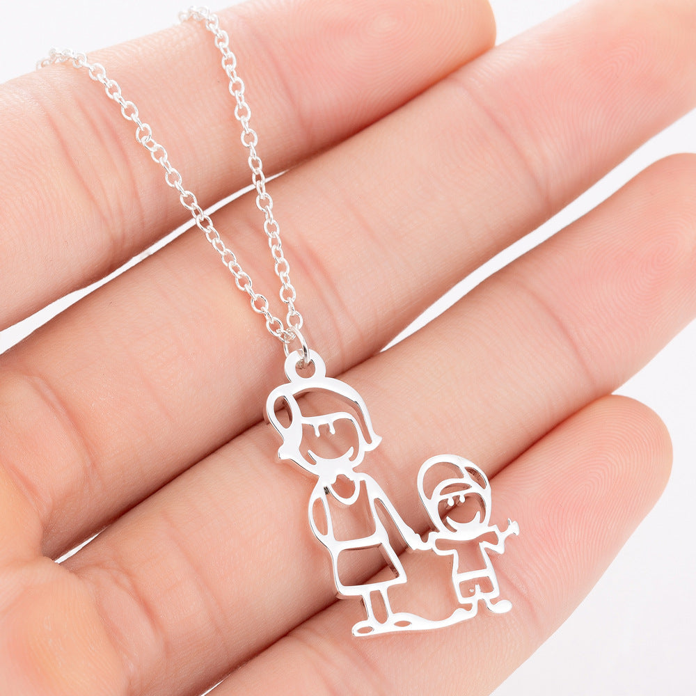 Simple Style Human Stainless Steel Plating Pendant Necklace