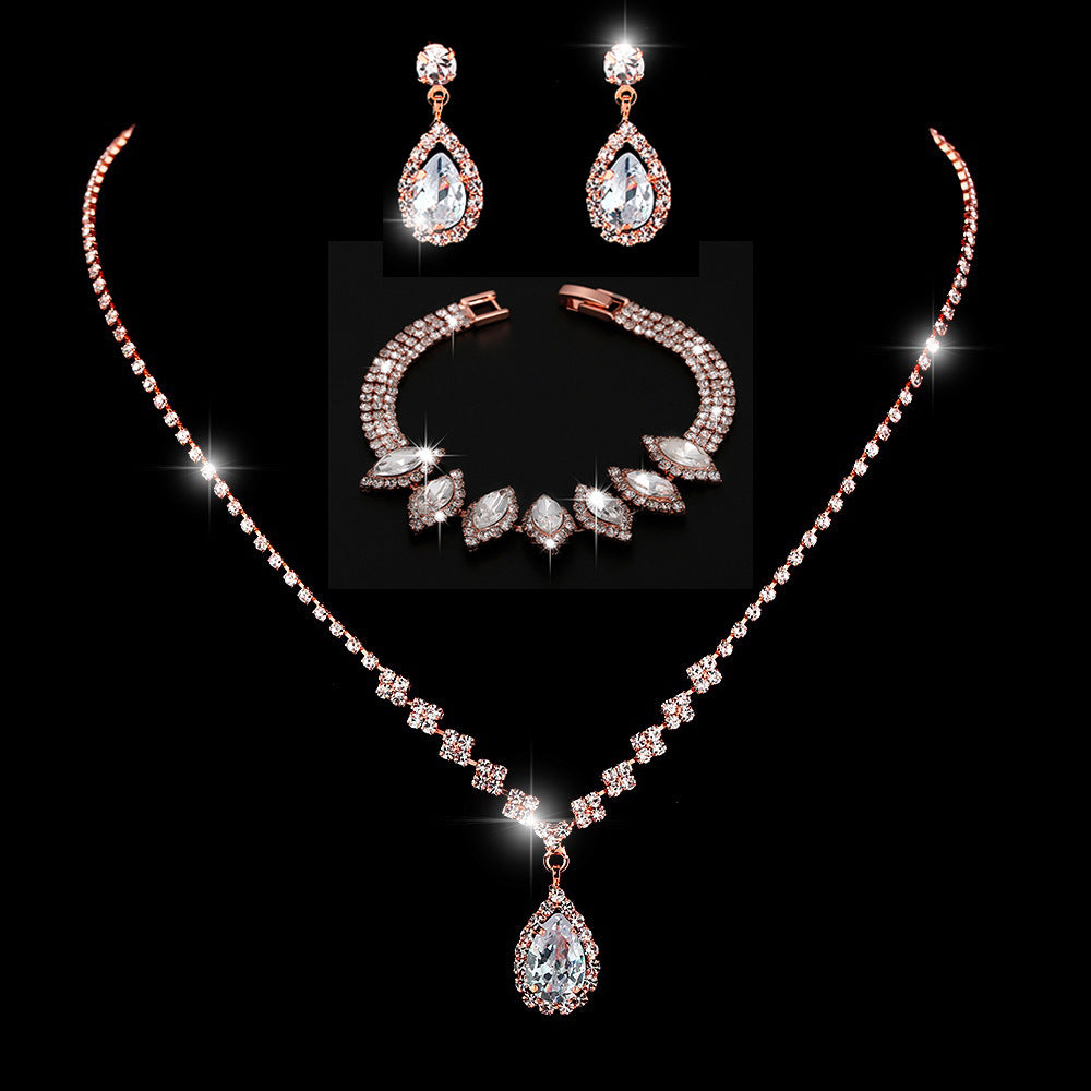 Simple Style Solid Color Artificial Crystal Copper Inlay Zircon Earrings Necklace