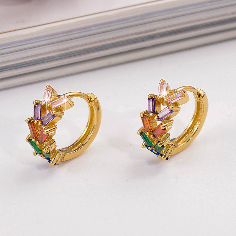 1 Pair Ig Style Vintage Style Leaves Plating Inlay Copper Zircon 18k Gold Plated Earrings