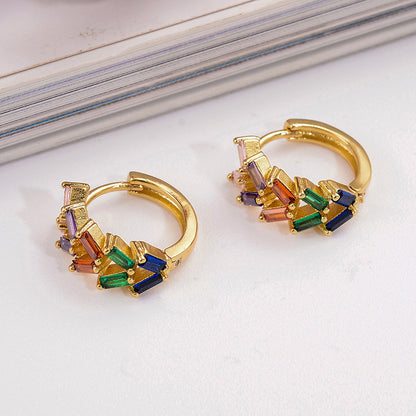 1 Pair Ig Style Vintage Style Leaves Plating Inlay Copper Zircon 18k Gold Plated Earrings