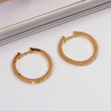 1 Pair Basic Vintage Style Round Plating Inlay Copper Zircon 18k Gold Plated Earrings