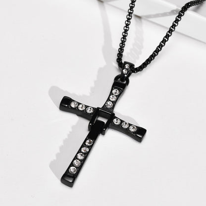 Simple Style Classic Style Cross Stainless Steel Plating Inlay Zircon 18k Gold Plated Men's Pendant Necklace