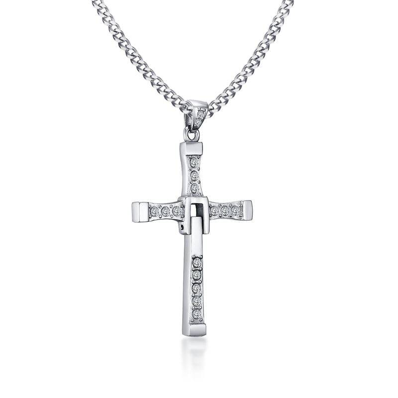 Simple Style Classic Style Cross Stainless Steel Plating Inlay Zircon 18k Gold Plated Men's Pendant Necklace