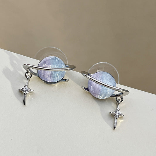 1 Pair Streetwear Planet Alloy Ear Studs