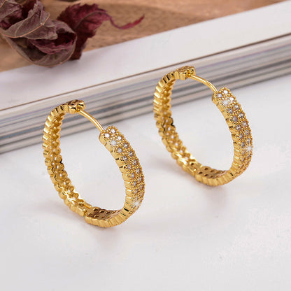 1 Pair Ig Style Simple Style Classic Style Geometric Round Plating Inlay Copper Zircon 18k Gold Plated Earrings