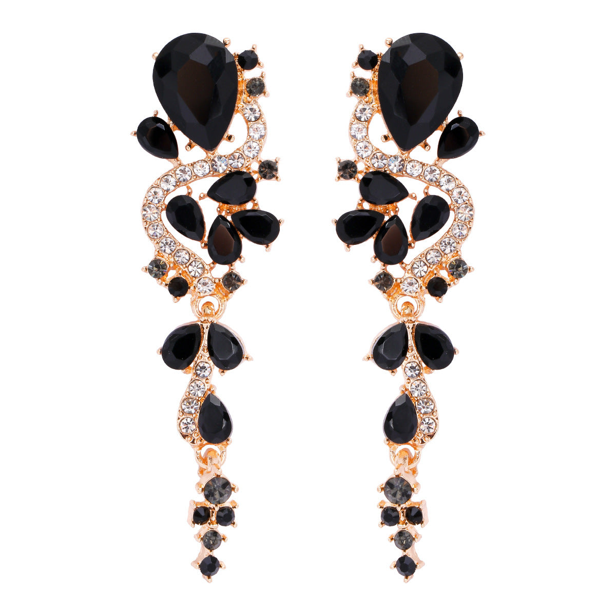 1 Pair Simple Style Water Droplets Inlay Alloy Zircon Drop Earrings