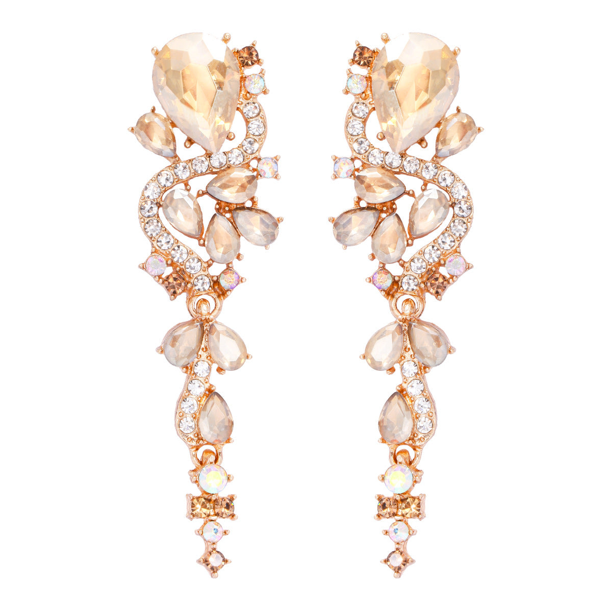 1 Pair Simple Style Water Droplets Inlay Alloy Zircon Drop Earrings