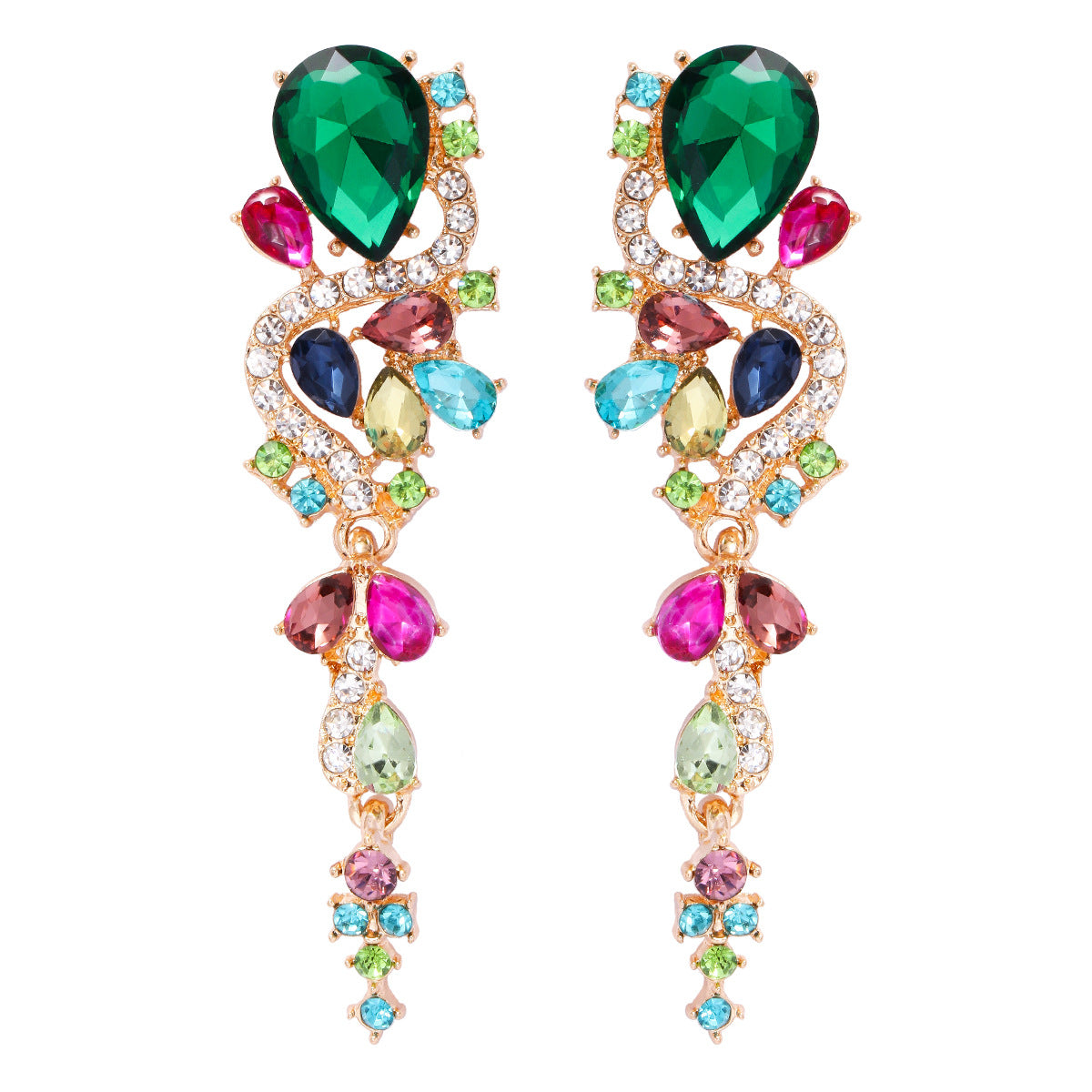 1 Pair Simple Style Water Droplets Inlay Alloy Zircon Drop Earrings