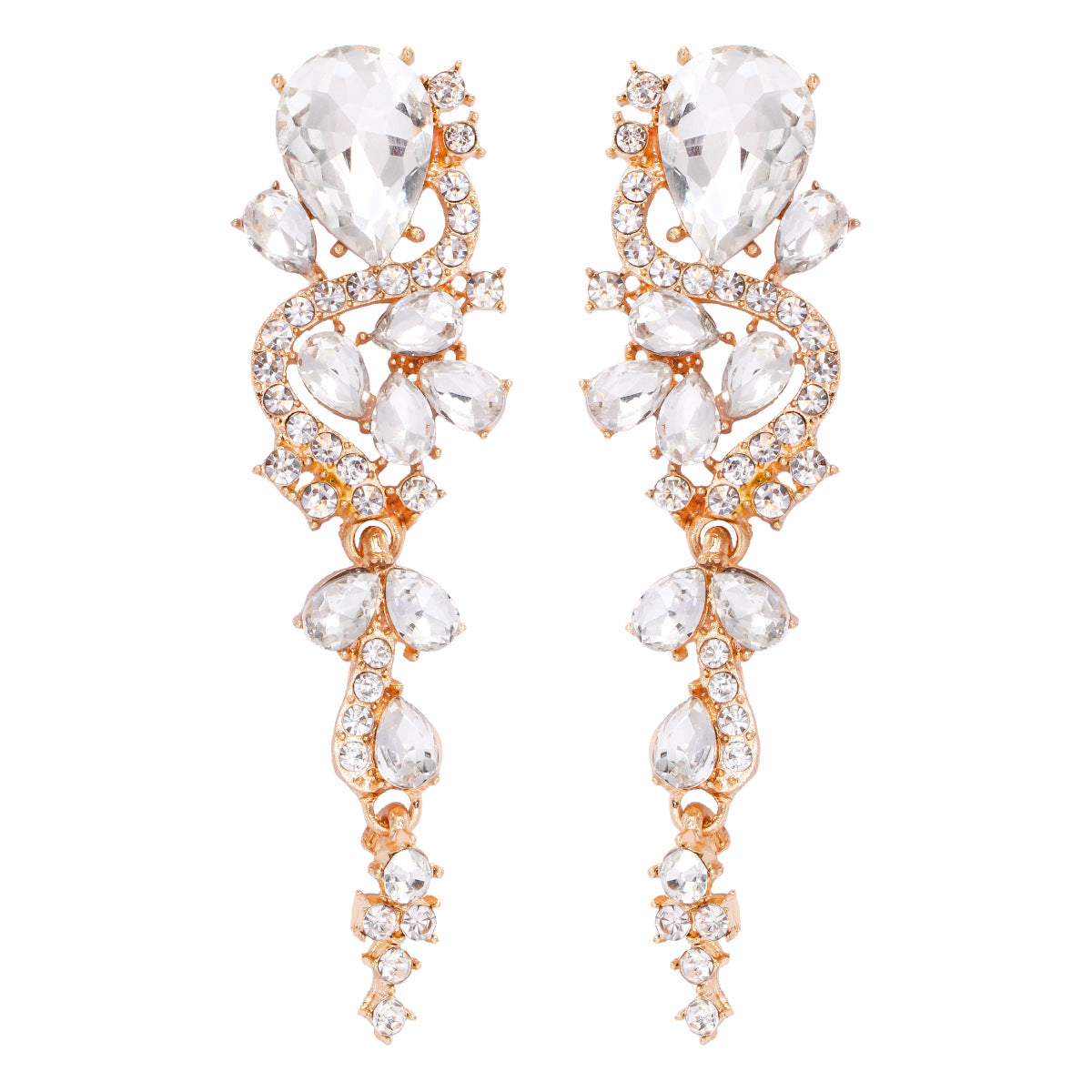 1 Pair Simple Style Water Droplets Inlay Alloy Zircon Drop Earrings