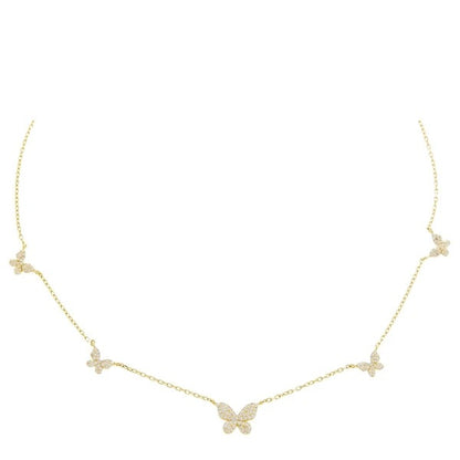 Classic Style Butterfly 18k Gold Plated Zircon Alloy Wholesale Necklace