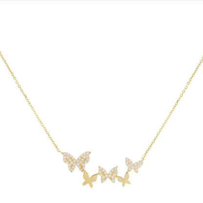 Classic Style Butterfly 18k Gold Plated Zircon Alloy Wholesale Necklace