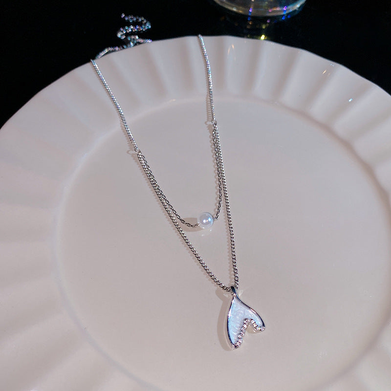 Sweet Heart Shape Crown Bow Knot Titanium Steel Copper Inlay Zircon Pendant Necklace