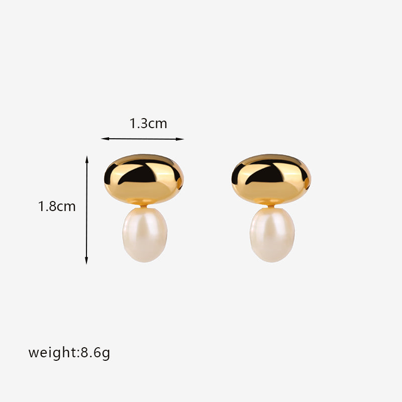 1 Pair Casual Commute Irregular Plating Inlay Copper Freshwater Pearl 18k Gold Plated Ear Studs