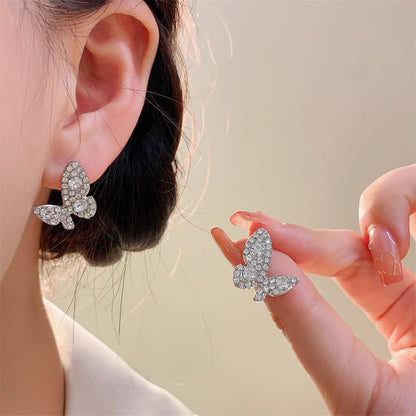 1 Pair Simple Style Heart Shape Inlay Alloy Zircon Ear Studs