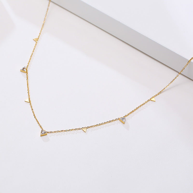 Fashion Geometric Titanium Steel Gold Plated Zircon Gold Plated Necklace