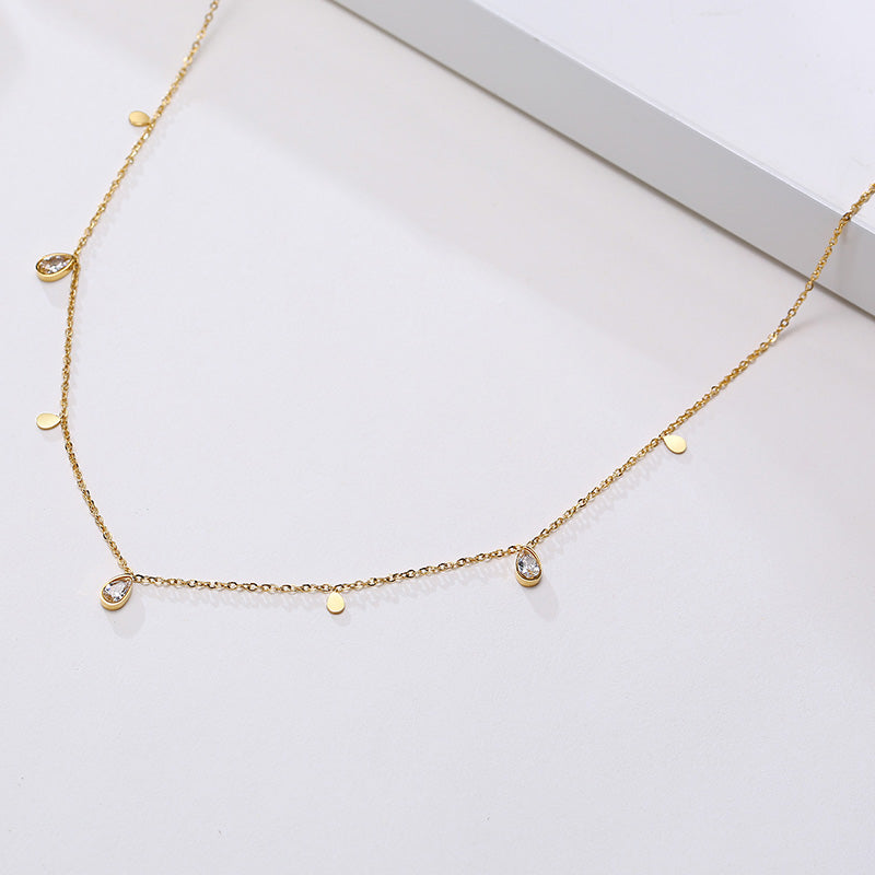 Fashion Geometric Titanium Steel Gold Plated Zircon Gold Plated Necklace