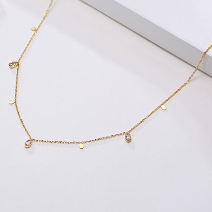 Fashion Geometric Titanium Steel Gold Plated Zircon Gold Plated Necklace