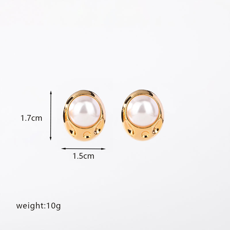 1 Pair Casual Commute Irregular Plating Inlay Copper Freshwater Pearl 18k Gold Plated Ear Studs