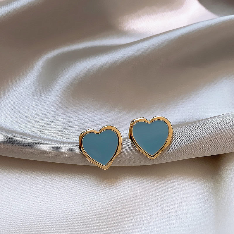 1 Pair Simple Style Korean Style Heart Shape Enamel Alloy Ear Studs