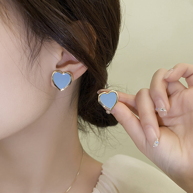 1 Pair Simple Style Korean Style Heart Shape Enamel Alloy Ear Studs