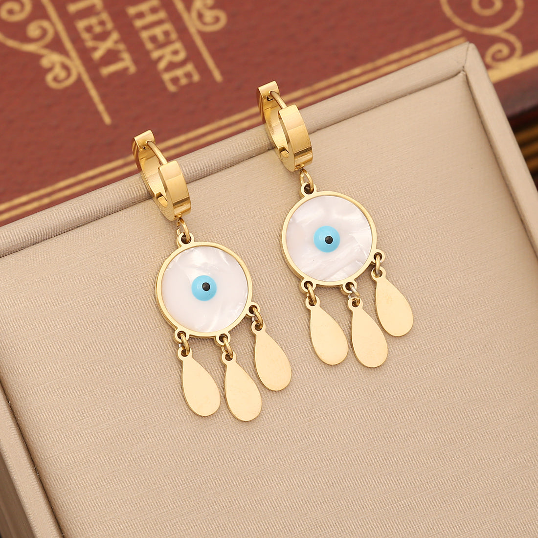 Casual Bohemian Palm Eye Stainless Steel Enamel Plating Inlay Artificial Crystal Earrings Necklace