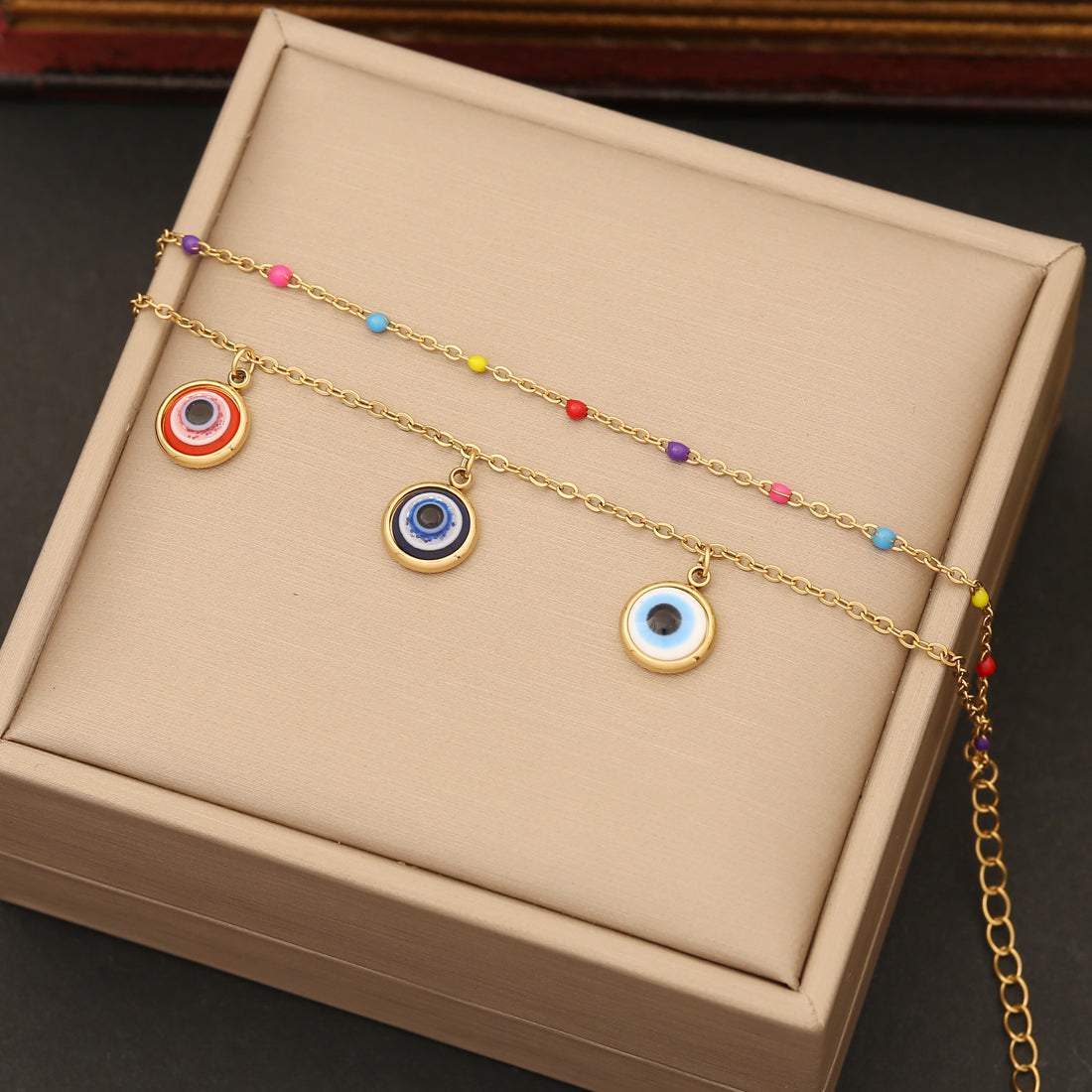 Vacation Simple Style Eye Stainless Steel Enamel Bracelets Earrings Necklace