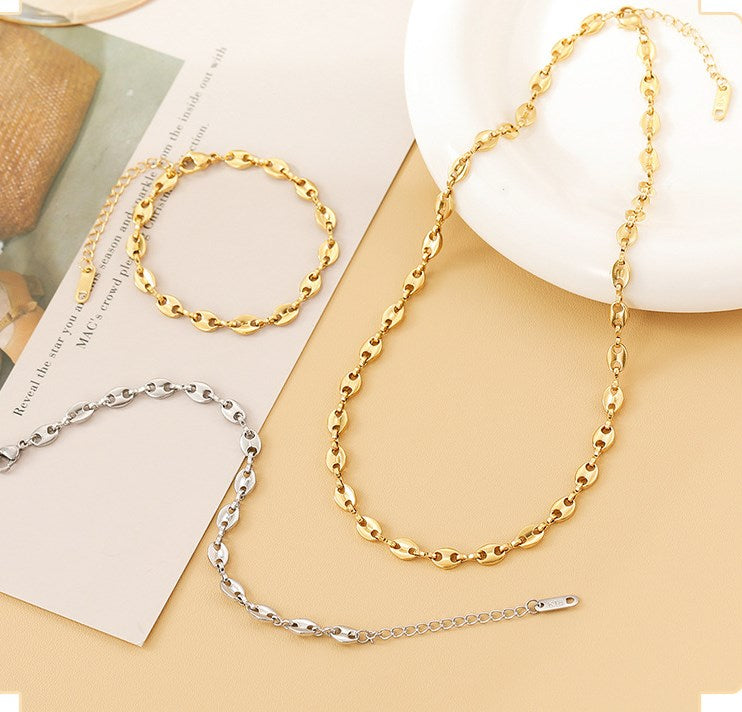 Wholesale Lady Geometric Solid Color Titanium Steel Bracelets Necklace