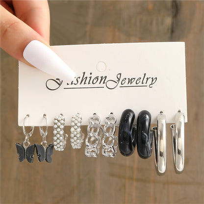 1 Set Simple Style Butterfly Inlay Alloy Pearl Earrings