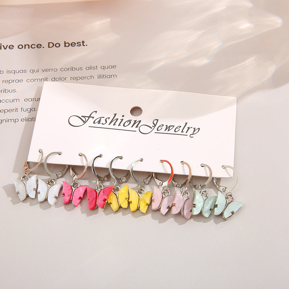 1 Set Simple Style Butterfly Inlay Alloy Pearl Earrings