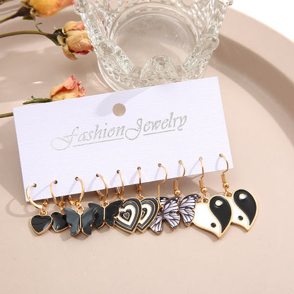 1 Set Simple Style Butterfly Inlay Alloy Pearl Earrings