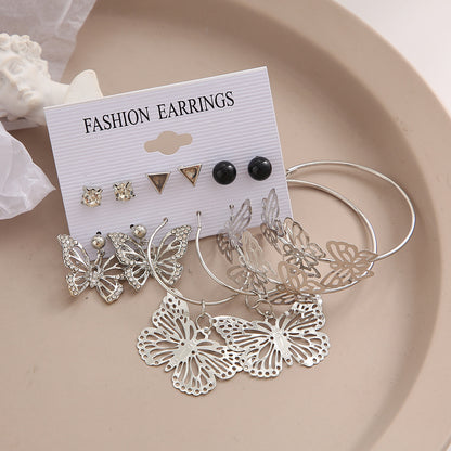 1 Set Simple Style Butterfly Inlay Alloy Pearl Earrings