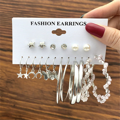 1 Set Simple Style Butterfly Inlay Alloy Pearl Earrings