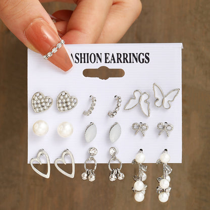 1 Set Simple Style Butterfly Inlay Alloy Pearl Earrings