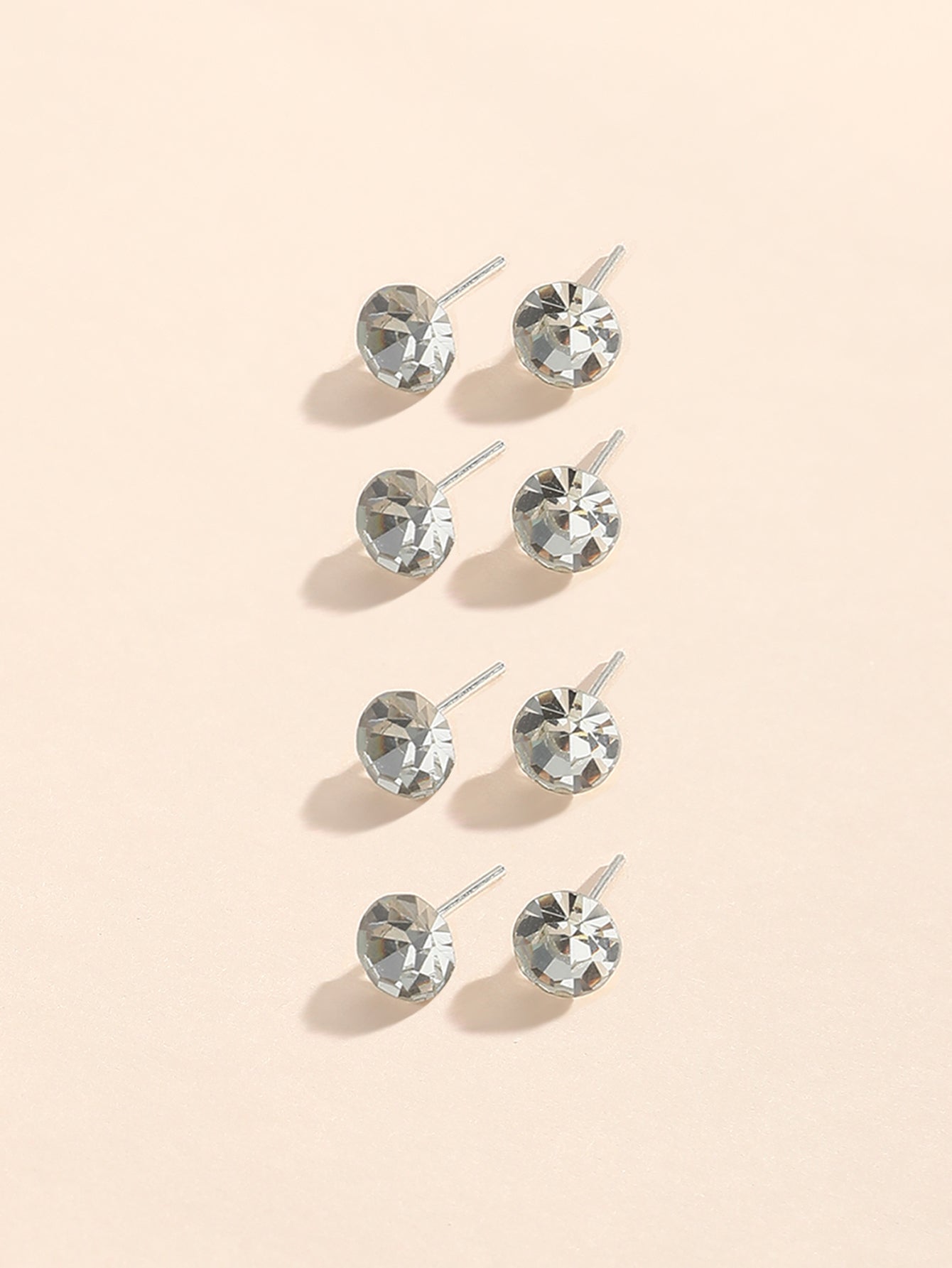 1 Set Ig Style Solid Color Inlay Steel Rhinestones Ear Studs