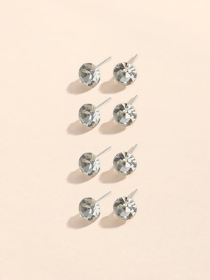 1 Set Ig Style Solid Color Inlay Steel Rhinestones Ear Studs