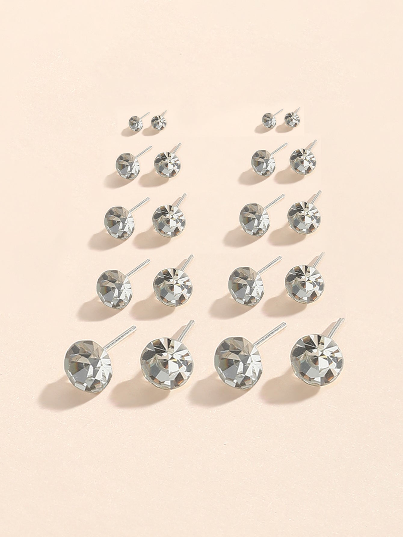 1 Set Ig Style Solid Color Inlay Steel Rhinestones Ear Studs