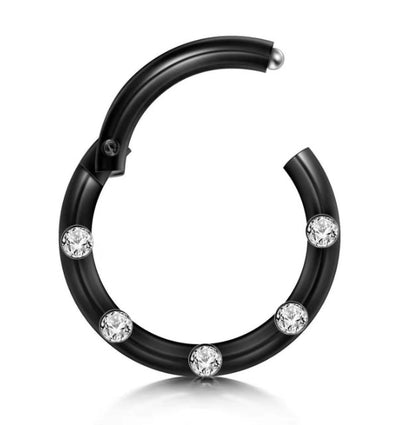 Streetwear Round Stainless Steel Plating Inlay Zircon Nose Ring