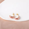 1 Pair Elegant Moon Stripe Enamel Stainless Steel 18k Gold Plated Ear Studs